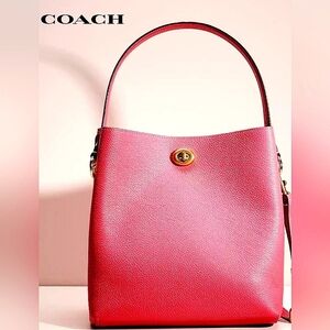 COACH CHARLIE PINK CONFETTI BUCKET SHOULDER HAND BAG WILLOW  #55200 SUMMER PURSE